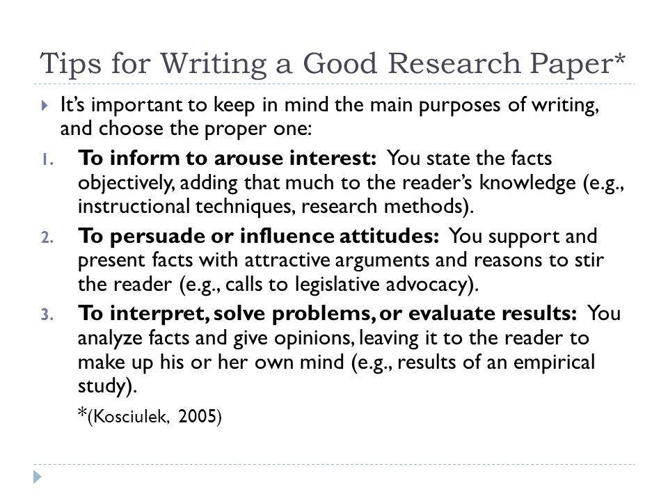 Tips on research papers